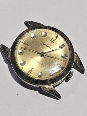 Vintage Spartan Swiss Made Mechanical Wrist Watch Face Lifetime Mainspring Rare
